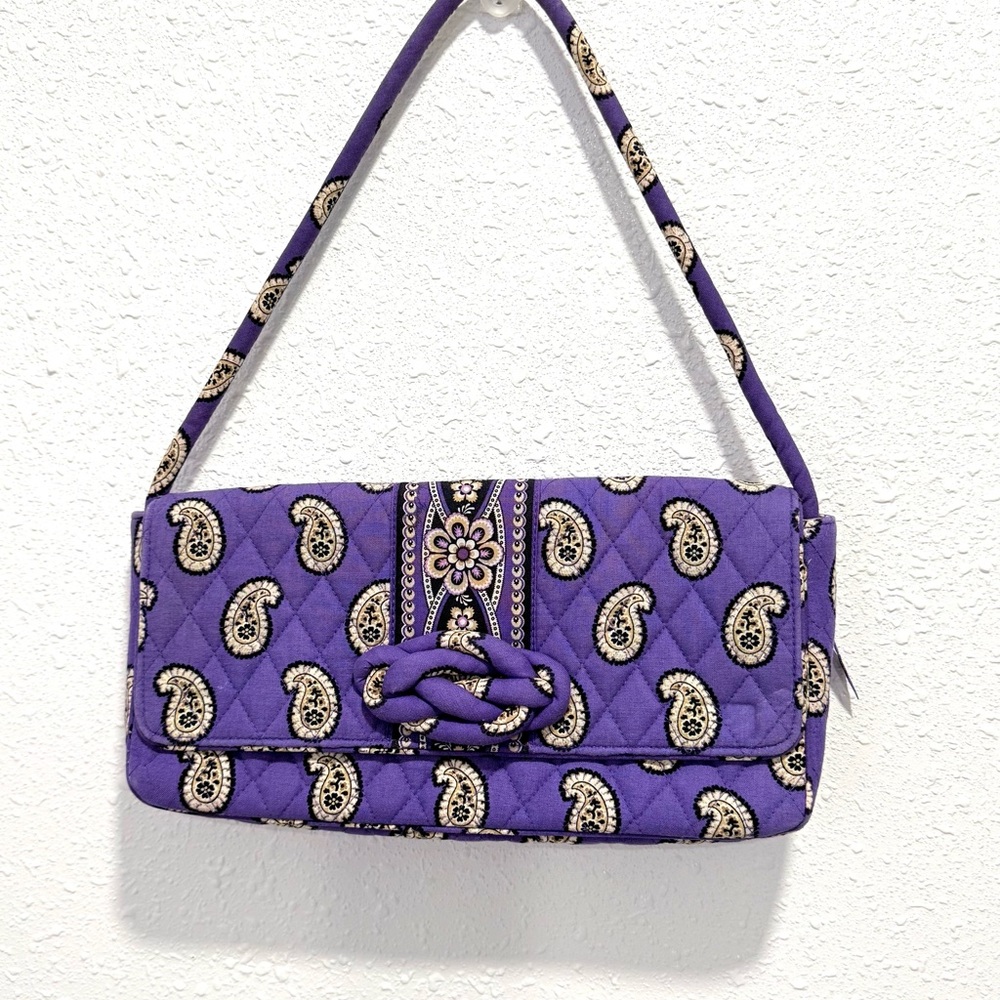 Vera Bradley knot just a clutch Purple Paisley Quilted Shoulder Bag OS
